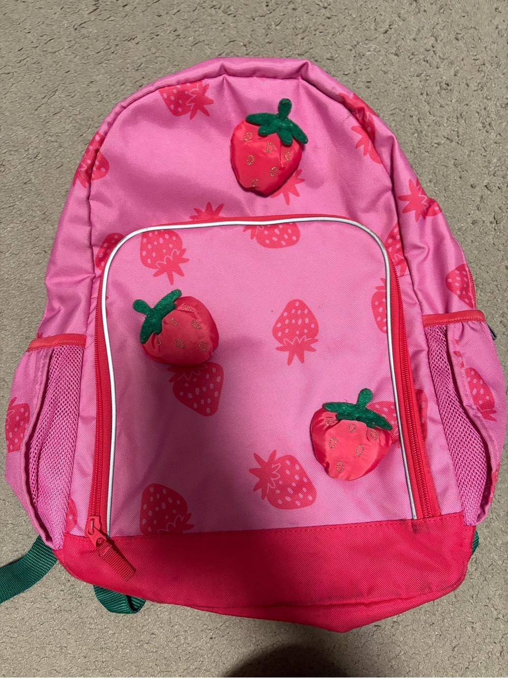 Kids Strawberry Print Pink Backpack